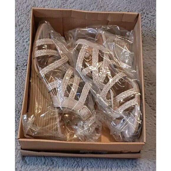 Y NOT? Braided Beige wedge sandals size 8.5 Dressy Strappy Sandles Barely EUC - Picture 8 of 9